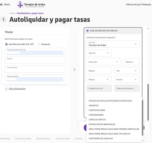 OCUPACIÓN TEMPORAL DE VÍA PÚBLICA CON INSTALACIÓN DE CONTENEDORES EN LA VÍA PÚBLICA