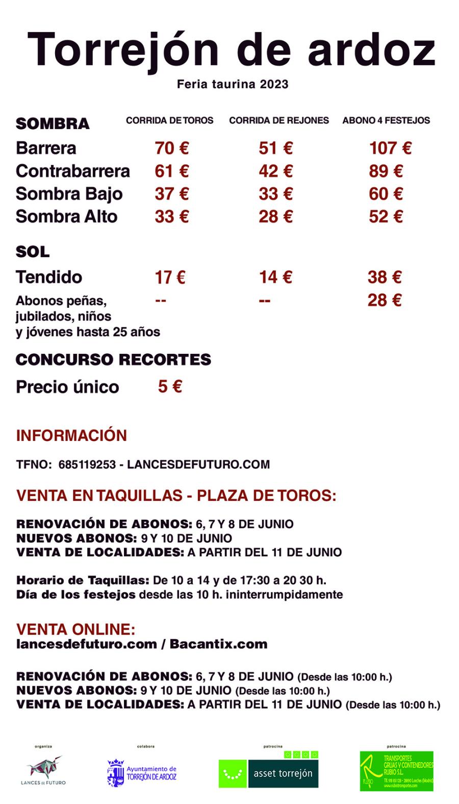 Precios Feria Taurina 2023