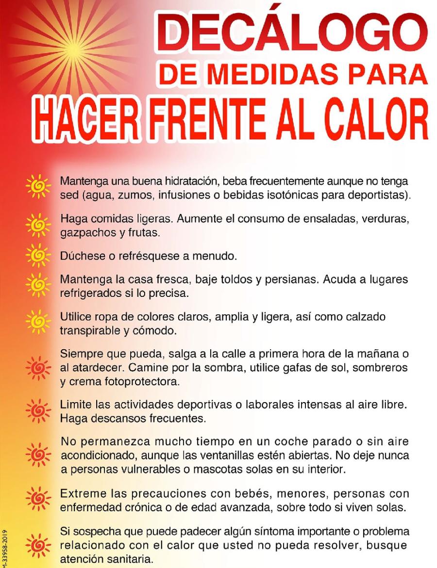 Decálogo de medidas para hacer frente al calor