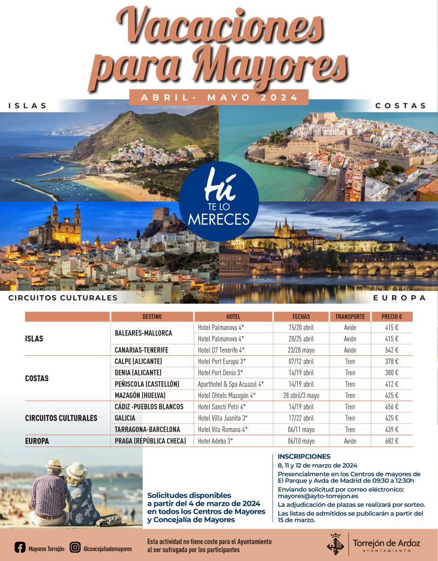 Vacaciones para mayores 2024 Torrejón de Ardoz