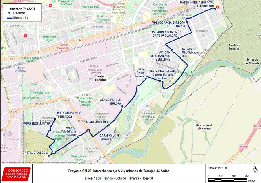 Itinerario Línea 7 autobuses urbanos Torrejón de Ardoz