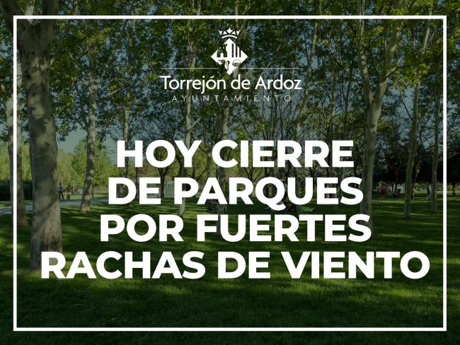 Aviso cierre de parques por fuertes rachas de viento