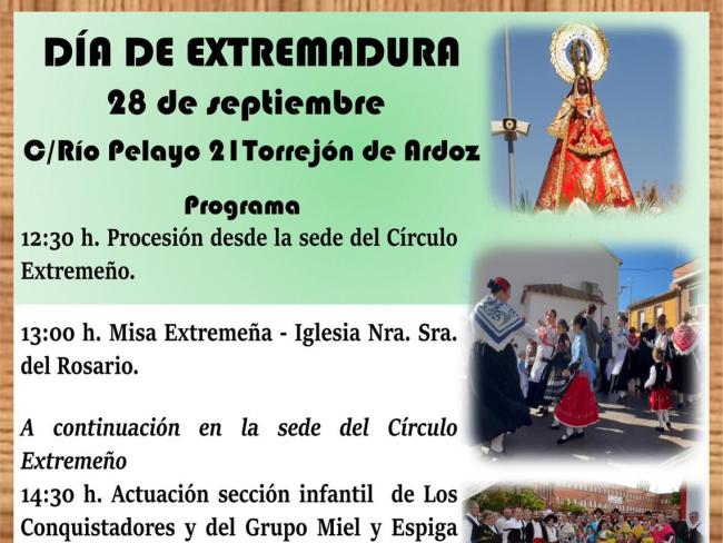 El Círculo Extremeño de Torrejón de Ardoz celebra mañana el Día de Extremadura con un completo programa de actividades