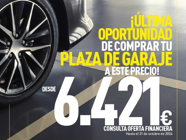 Mañana jueves, 31 de octubre, último día para comprar plazas de aparcamiento desde 6.421 euros