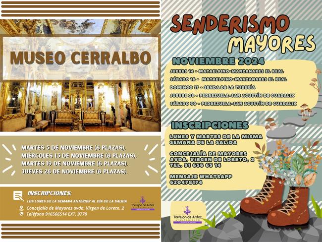 Cartel con algunas de las actividades para los mayores torrejoneros