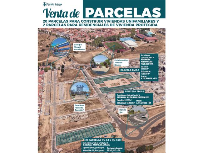 El Ayuntamiento de Torrejón de Ardoz pone a la venta 20 parcelas para construir viviendas unifamiliares y 2 parcelas para residenciales 