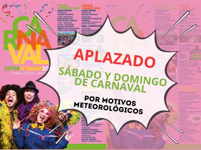Aplazado sábado y domingo de Carnaval por motivos meteorológicos