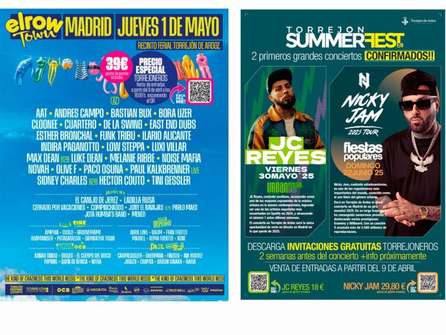 Ya a la venta las entradas para los conciertos de los grandes artistas internacionales Nicky Jam y JC Reyes, y con descuento para los torrejoneros del festival elrow Town