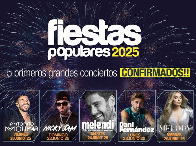Melendi, Nicky Jam, Dani Fernández, Antoñito Molina y Melody, cinco grandes conciertos confirmados de las Fiestas Populares, dentro del Torrejón Summer Fest 2025