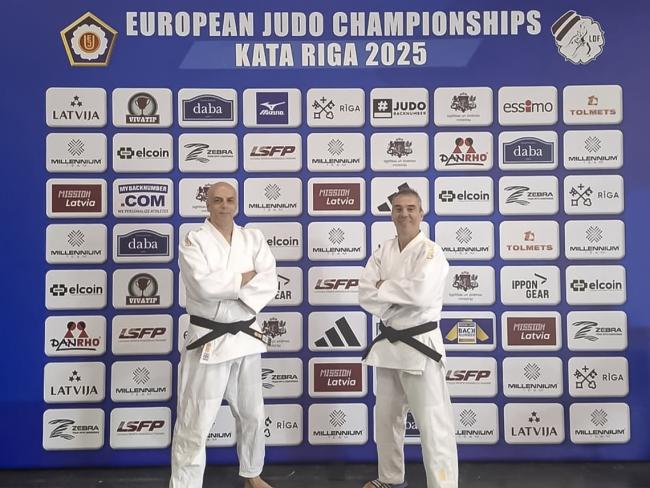 Mariano Arroyo y Juan Pozo en el Campeonato de Europa de katas
