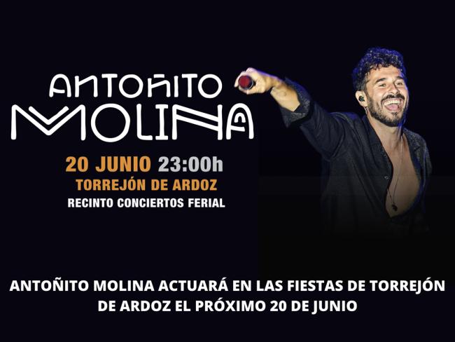 Antoñito Molina actuará en las Fiestas Populares de Torrejón de Ardoz el viernes, 20 de junio