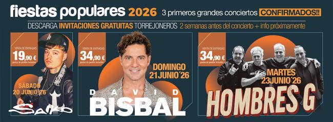 Tres conciertos Fiestas Populares 2026